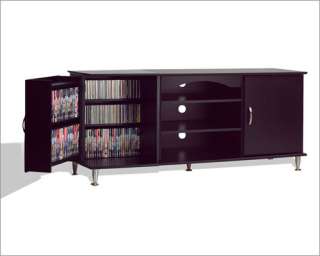 Black Corner TV Stand w/ Media Audio Storage Shelf  