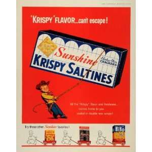 1956 Ad Sunshine Krispy Saltine Crackers Snack Cowboy Hydrox Cookies 