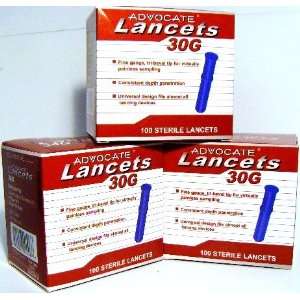  300 ADVOCATE Sterile Lancets   30G (3 Boxes of 100) Health 
