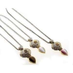  Two Tone Teardrop Necklace  Silver Case Pack 3 