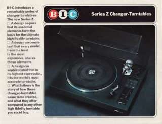 BIC Series Z Changer Turntables Brochure 1979  