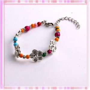   Colorful Beads Plum Blossom Prolong Lobster Buckle Bangle P1122