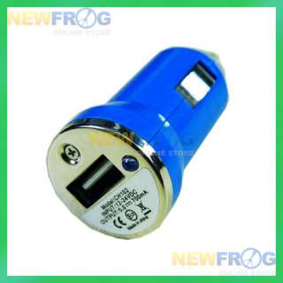 Blue Car Charger USB Adapter to  Mp4 iPhone 3G 3GS B  