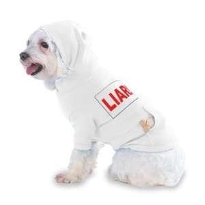 LIAR Hooded (Hoody) T Shirt with pocket for your Dog or Cat XS White 