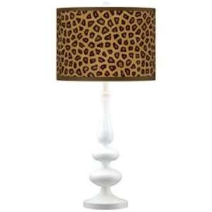  Safari Cheetah Modern Gloss White Base Table Lamp
