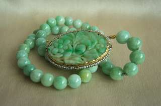 ONE OF A KIND Art Deco Large 14K Seed Pearl Jadeite Jade Clasp Pendant 
