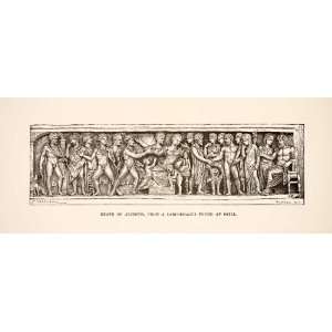   Ostia Rome Tomb Archaeology   Relief Line block Print