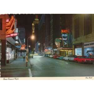  Vintage Post Card STREET SCENE AT NIGHT  KANSAS CITY 