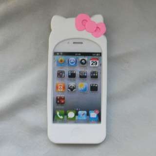   Pink Hello Kitty Silicone Soft Case Cover For iPhone 4 4G 4S  
