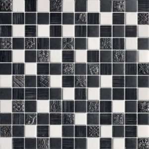  Black Ager   1x1 White Marble Tile & Black Glass Tile 
