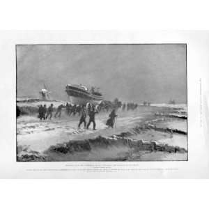  The Life Boat To The Rescue Antique Print 1902 Fine Art 