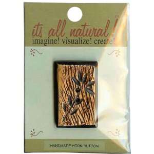   Horn Button Rectangle Flower Carving (3 Pack) 