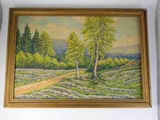 Vintage Mid Century Modern Oil Painting B. Meyer Wisconsin Forest 