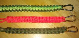 Survival 550 Paracord Bracelets   safety color paracord with carabiner