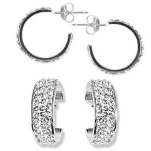 Ashley Arthur .925 Silver Solid White Crystal 17mm Hoop Earring. Made 
