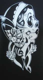 Womens Skull Print T Shirts Dia De Los Muertos Catrinas  