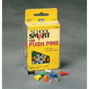   School Smart Push Pins  Assorted Colors. 100/box.