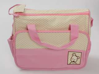 5PC NWT MULTI FUNCTION BABY DIAPER BAG TOTE PINK 003  