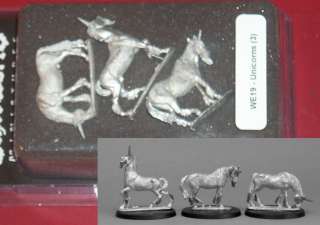   WE19 Unicorn Fantasy Horses w/ Horns Wilderness Encounters Miniatures