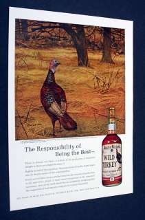 WILD TURKEY whiskey Ken Davies painting 1968 print Ad  