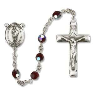 St. Florian Garnet Rosary Jewelry