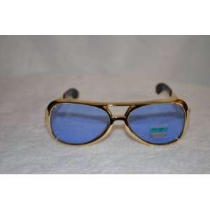  Blue Elvis Small Sunglasses with Gold Frame   Aviator 
