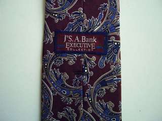 6465 Silk Mens Paisley Necktie Burgundy JoS.A.Bank Tie  