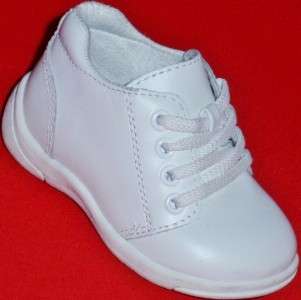   Infants/Toddlers Baby TKS White Leather Sneakers Shoe 3 WIDTHS  