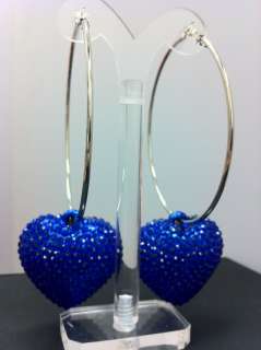Basketball Wives Poparazzi inspired Crystal Heart Pendant Hoop 