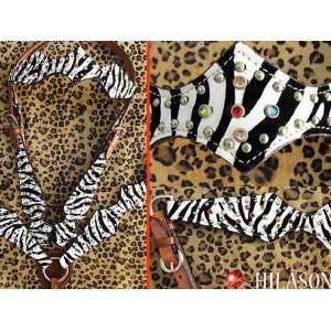  Western Tack Zebra Print Leather Bridle Headstall Breast 