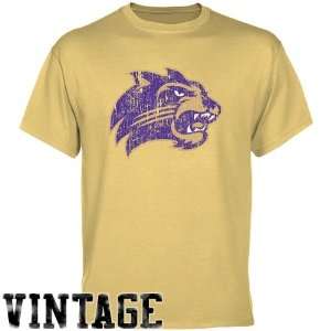 Western Carolina Catamounts Light Gold Distressed Logo Vintage T shirt