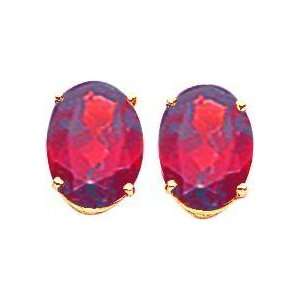  14K Gold Oval Garnet Stud Earrings Jewelry 10x8mm Jewelry