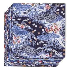  Origami Paper  Yuzen Blue Patterns Pack of Ten 5 7/8 Inch 