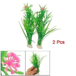  Como Pink Flower Green Slim Plant Decor 2 Pcs for Fish 