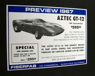1967 Fiberfab Aztec GT 12 fiberglass body kit print Ad  