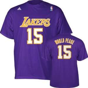   Los Angeles Lakers T Shirt Metta World Peace Gametime T Shirt (LARGE