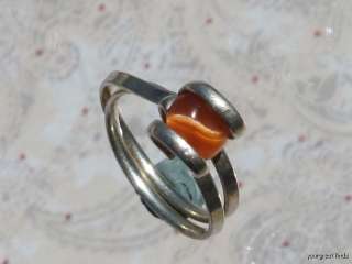 VINTAGE MEXICO 925 STERLING SILVER MEXICAN FIRE OPAL CATS EYE RING 