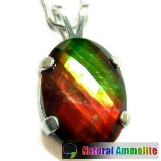 Ammolite Silver Pendant with 18 Chain #7928  