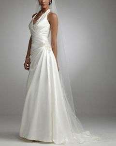 Halter White Wedding dress Prom/Evening Dress Sz2 28  