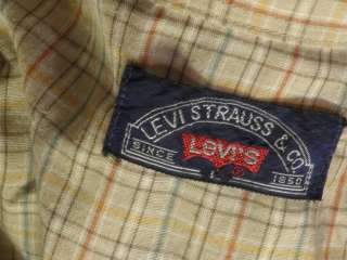 80s Mens Vintage Levis Big E Cowboy Western Rockabilly Plaid Shirt 