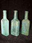 Antique Castoria Bottle x3 Pcs Green & Clear 1800s Old  