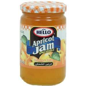 Hello apricot jam, spreadable, 12.7 oz. glass jar  Grocery 