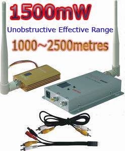 8CH 1500mW Wireless Audio/Video AV CCTV Transmitter Receiver Kit 1.5W 