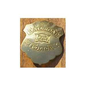  Brass Rock Island Railroad RR Obsolete Police Badge 