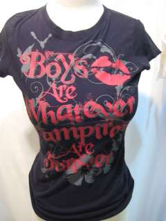 CHARLOTTE RUSSE BOYS ARE WHATEVER VAMPIRES ARE FOREVER BLOUSE T 