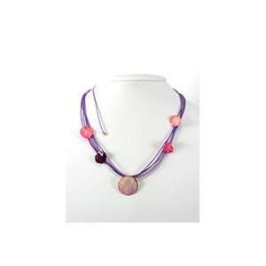    REAL FLOWER Purple Rose Pendant Necklace Petal & Cord Jewelry