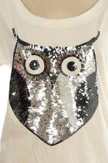 Owl Dressed Up Sequin Owl Tee Shirt T Shirt Size S, M, L  