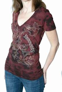 Red Chapter Love Pain Ladies Sexy V Neck Ambigram  