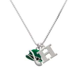 Derby Hat with Pipe H Initial Charm Necklace