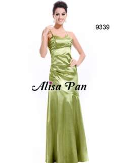 Green Pleated Empire Waist Padded Bra Maxi Prom Gown Dresses 09339 